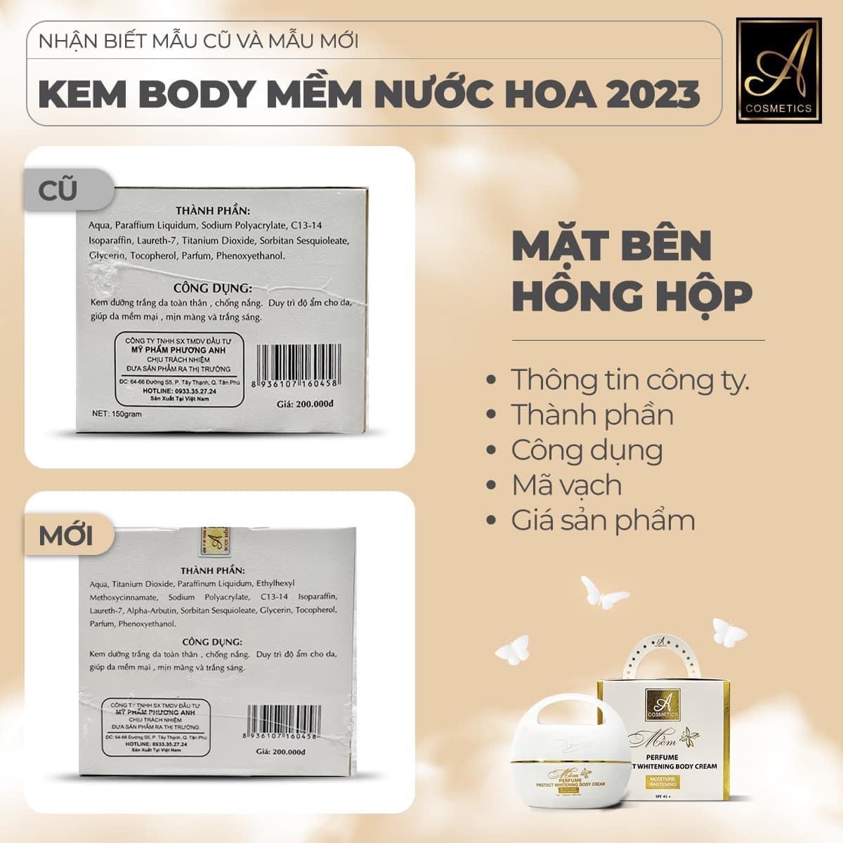 Phân biệt mặt bên hông hộp body mềm A Cosmetics