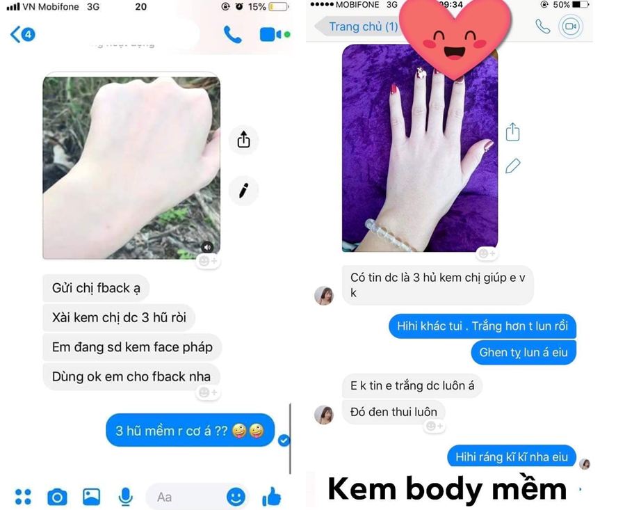 Phản hồi của khách hàng sau khi sử dụng kem body mềm chinh hãng