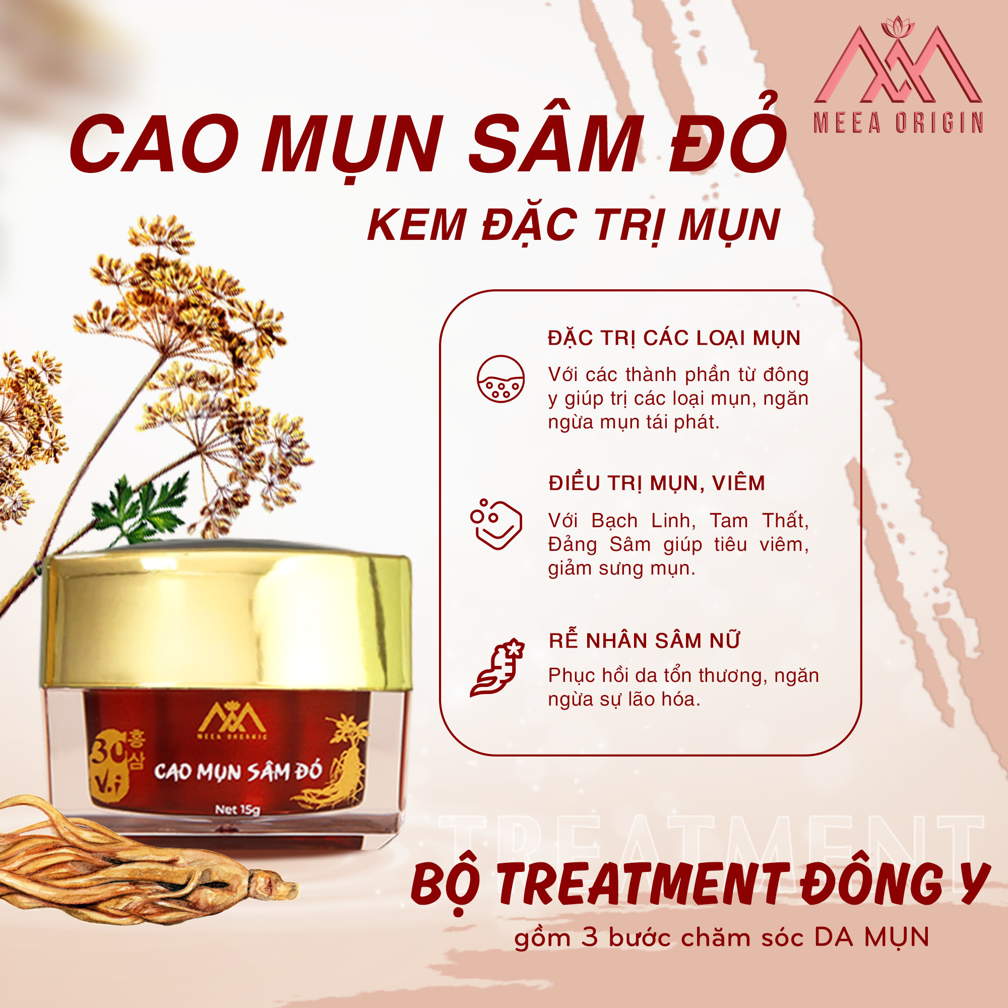 Cao Mụn 36 vị Đông Y Sâm Đỏ có tốt không
