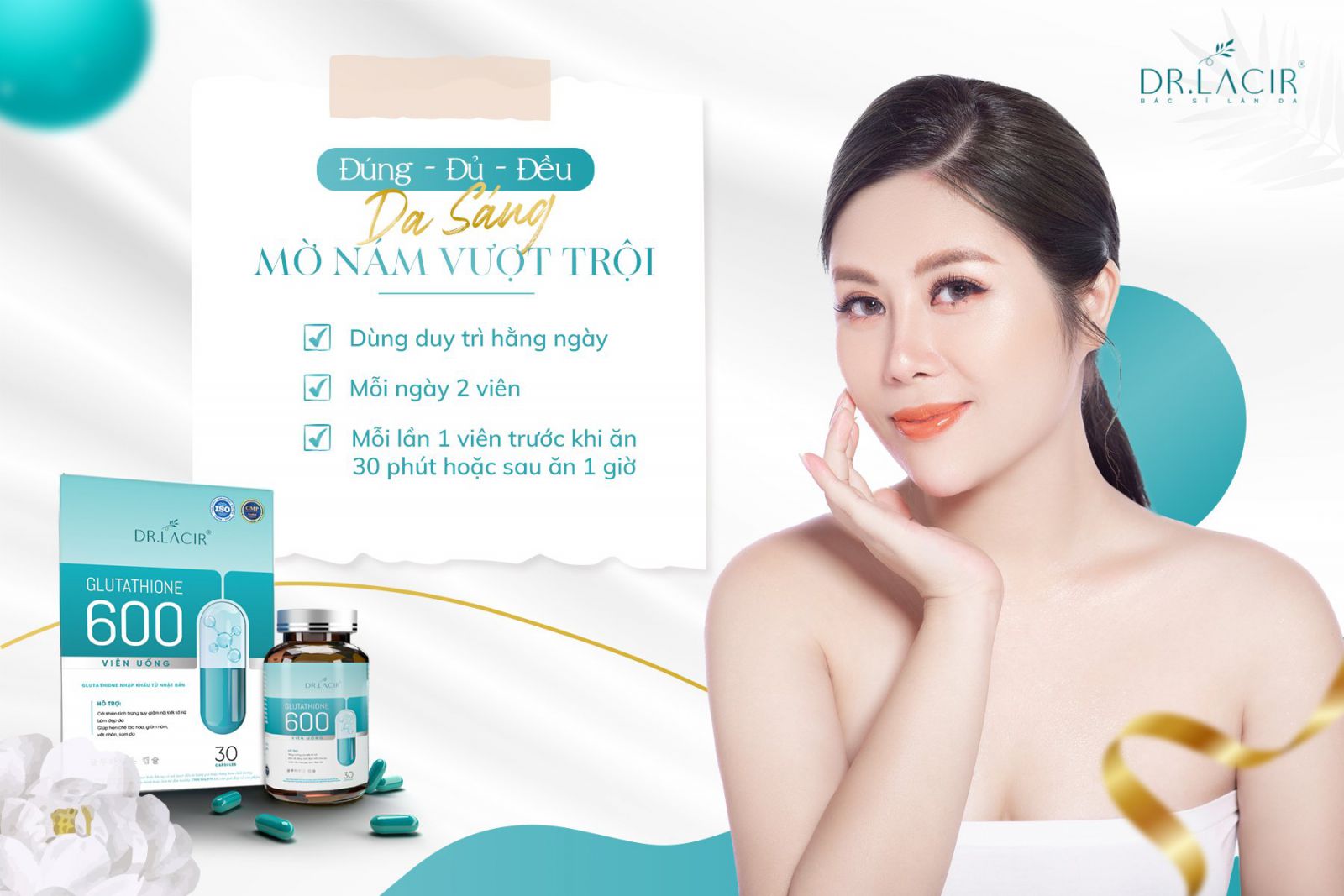 Công dụng sáng da mờ nám của Glutathione 600