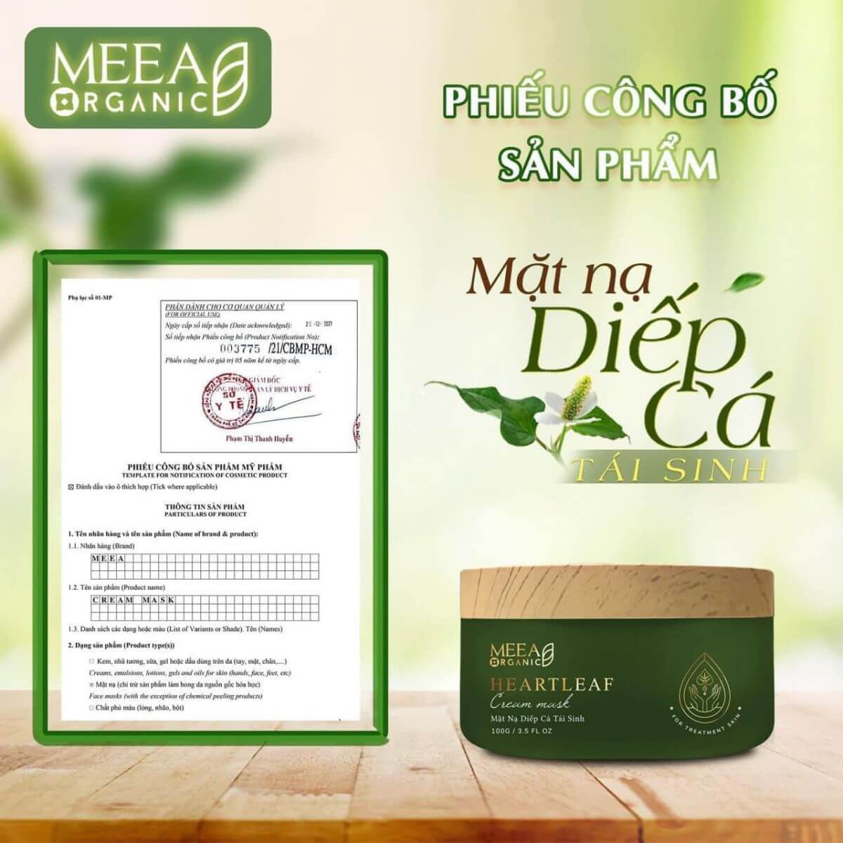 Mặt nạ diếp cá tái sinh Meea Organic KHÔNG PHẢI là kem trộn
