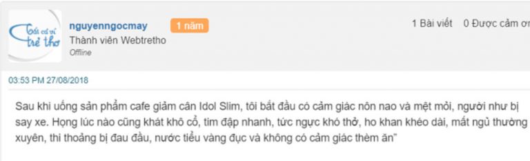Cà phê giảm cân Idol Slim có tốt không từ webtretho: