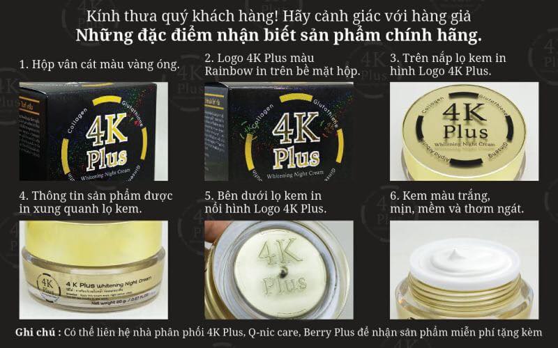 Đặc điểm nhận biết kem 4k plus chính hãng