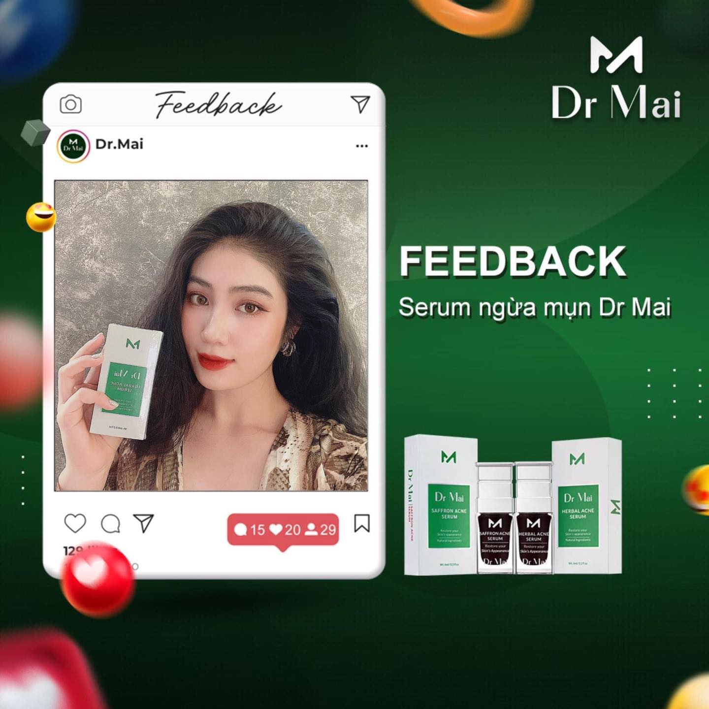 Review serum trị mụn dr mai mix safron từ khách hàng