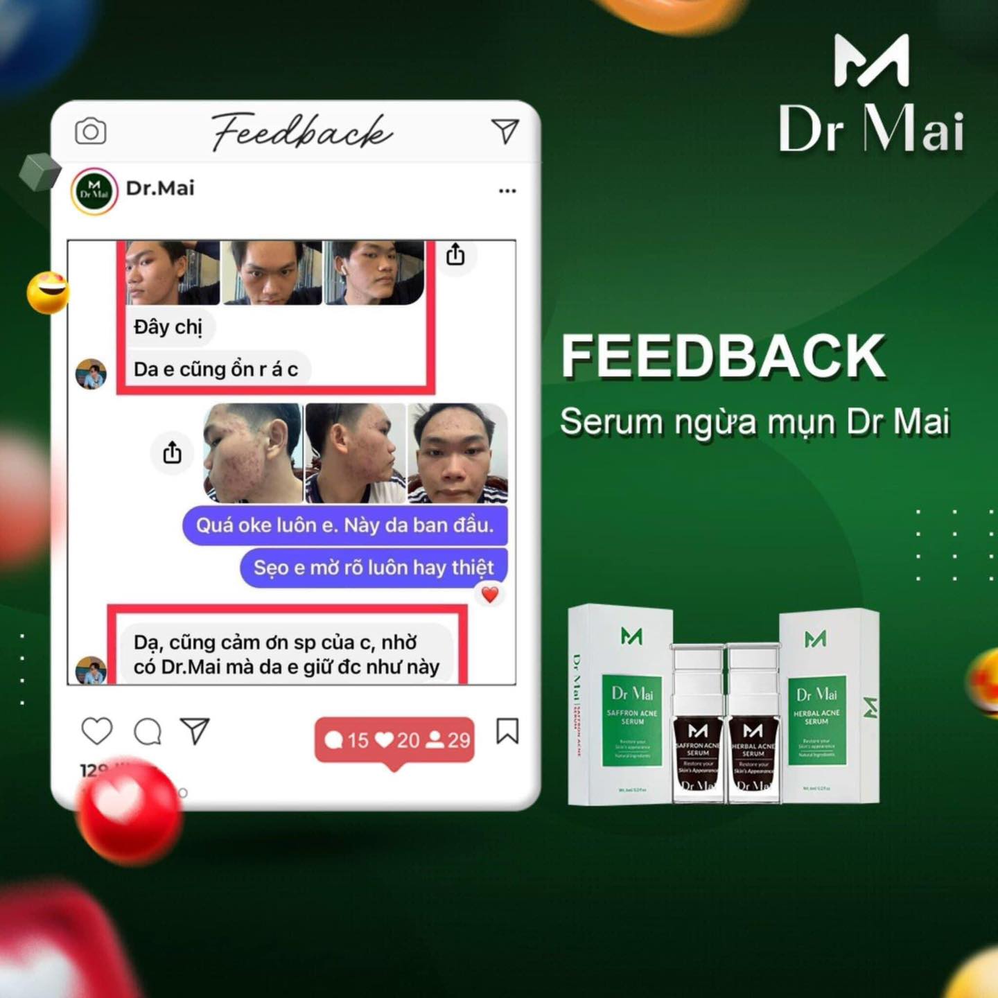 Review serum trị mụn dr mai mix safron từ khách hàng