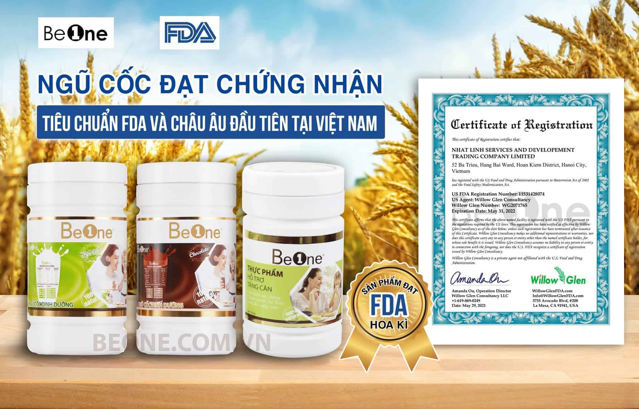 Ngũ cốc dinh dưỡng Beone đạt chứng nhận tiêu chuẩn FDA