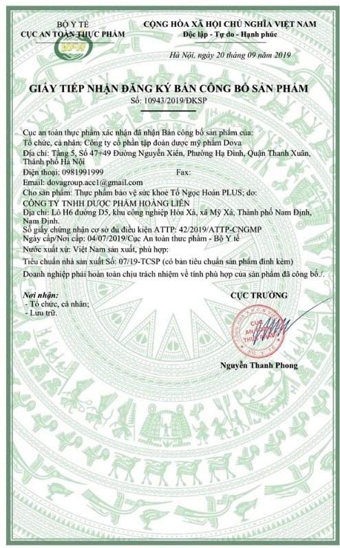 Giấy chứng nhận đăng ký công bố sản phẩm