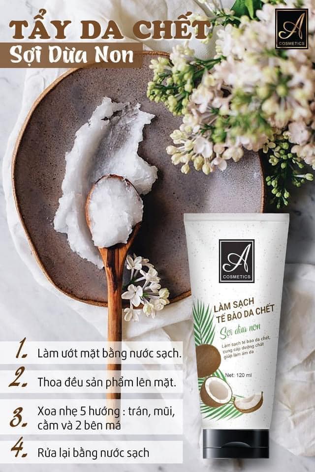 Cách sử dụng tẩy da chết sợi dừa non A Cosmetics