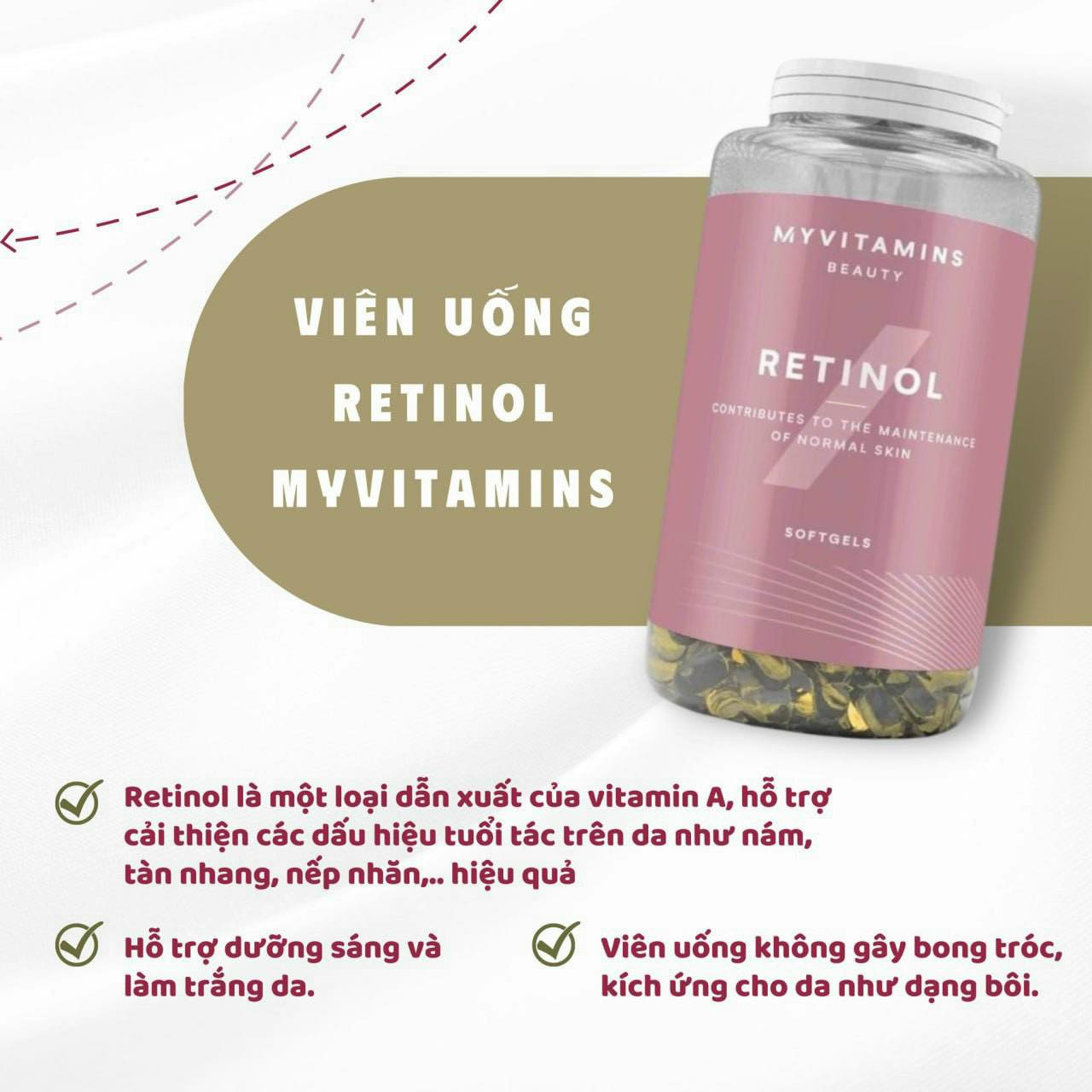 GIÁ TỐT] Viên uống Retinol Myvitamins Beauty 90 Viên