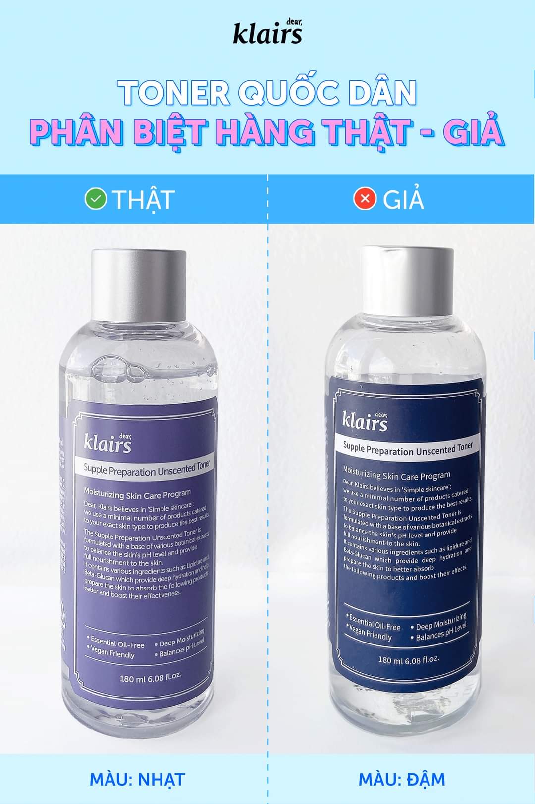 Phân biệt hàng thật hàng giả Toner Klair