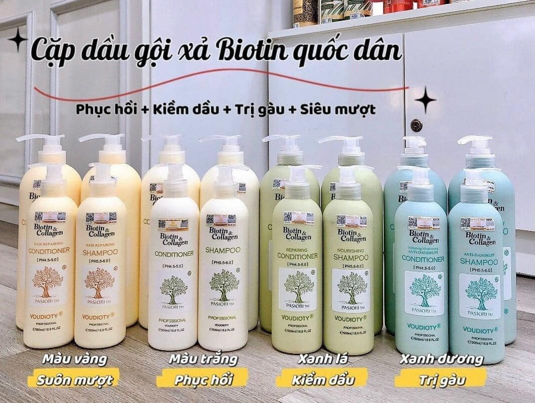 Cặp Dầu Gội Biotin Collagen Pasiori Dầu gội xả Pasiori Biotin Collagen