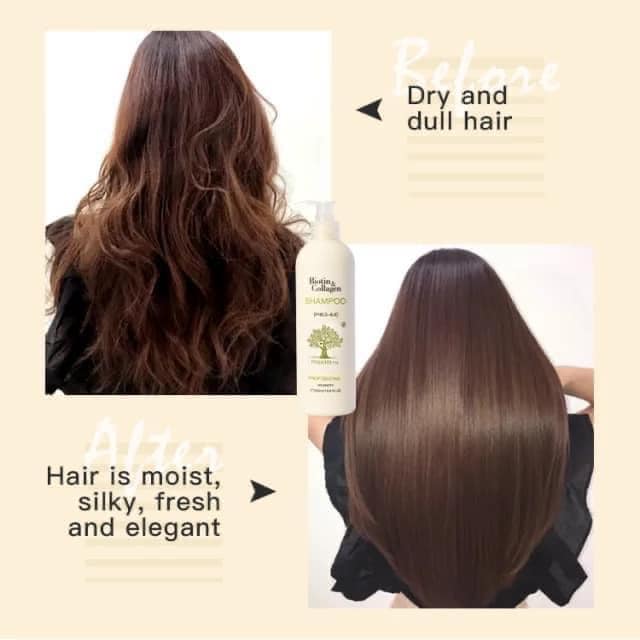 Bộ đôi Biotin và Collagen chứa Vitamin B7 giúp làm dày tóc và ngăn ngừa hỗ trợ rụng tóc, kích thích mọc tóc.