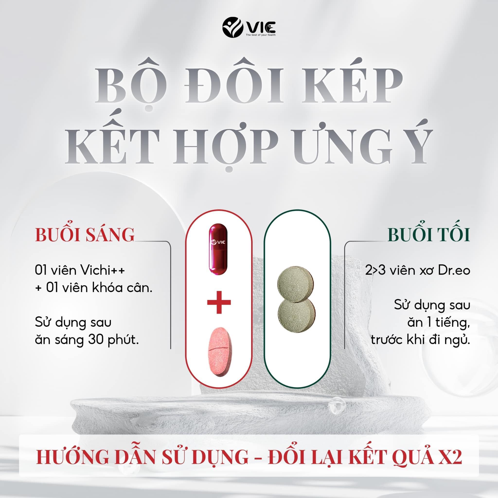 Cách sử dụng giảm cân Vichi + Dr Eo giảm mỡ bụng