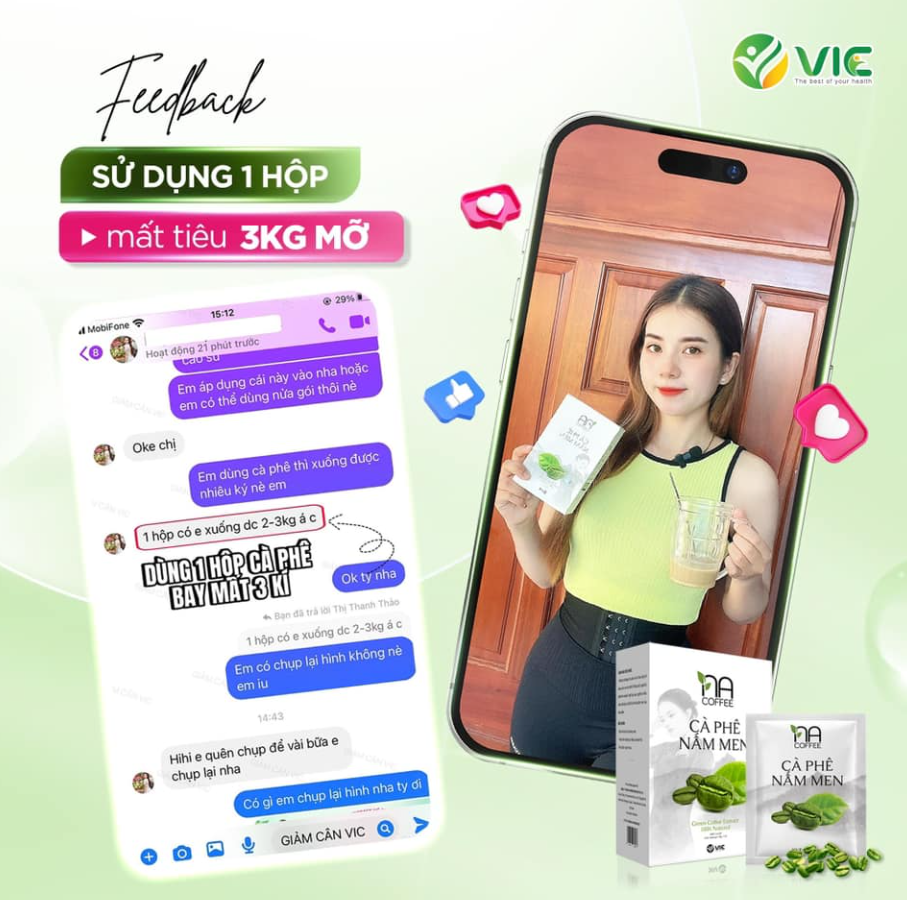 Hình ảnh khách hàng sau khi sử dụng sản phẩm Na Coffee