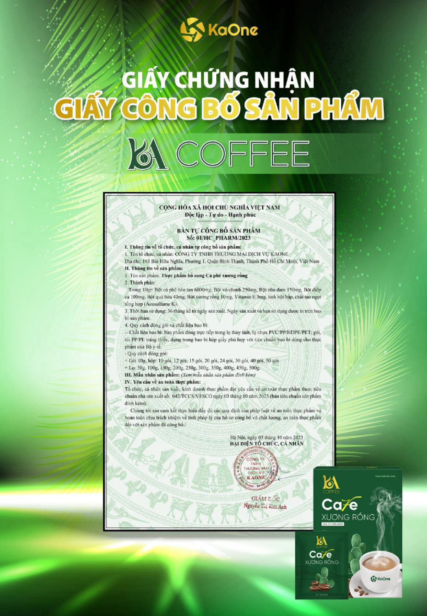 Giấy chứng nhận Cafe Xương Rồng KaOne