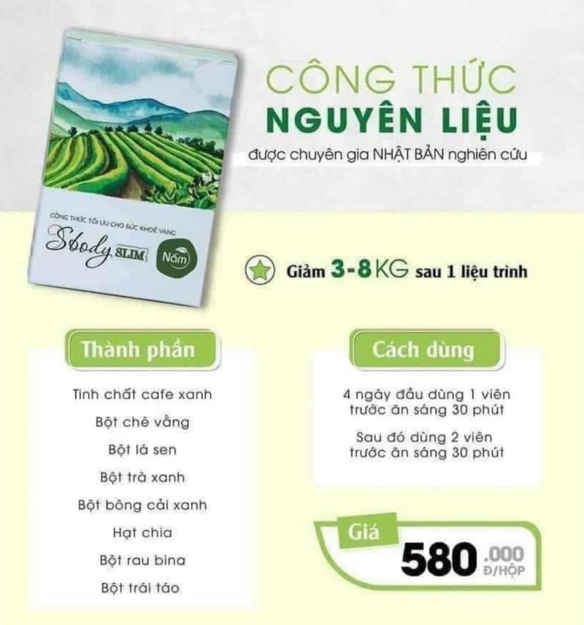 Công dụng Giảm Cân Sbody Slim