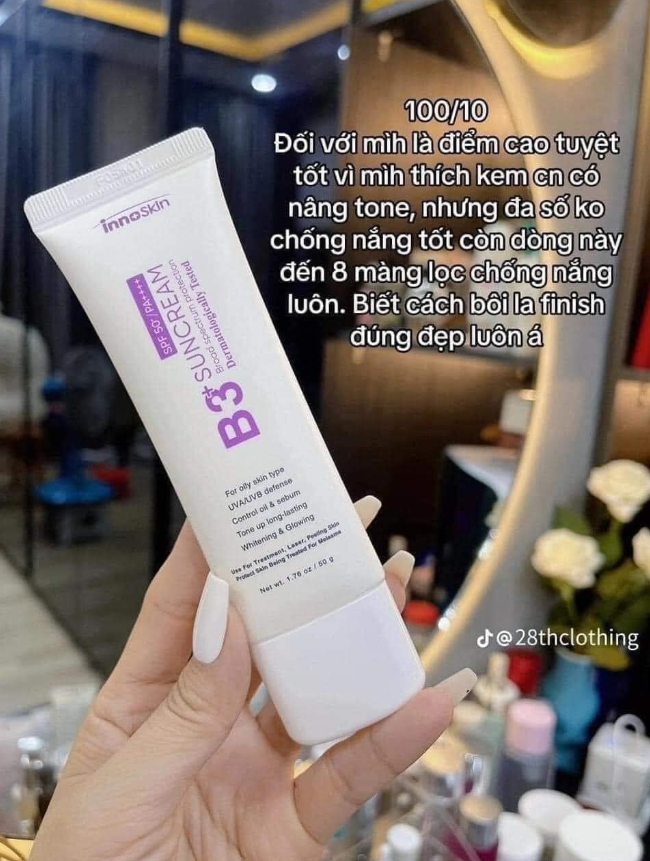 Hướng dẫn sử dụng Kem Chống Nắng B3 Innoskin Tím