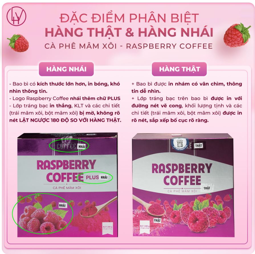 Cách nhận biết Cà phê giảm cân Mâm Xôi thật giả