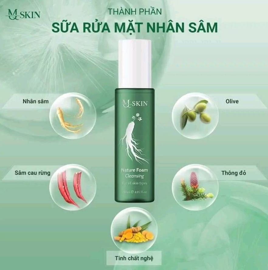 Thành phần chính Sữa Rửa Mặt Sâm Vàng MQ Skin