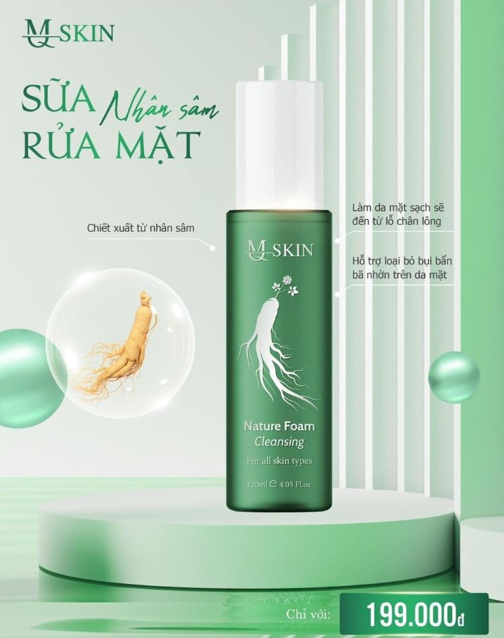 Sữa Rửa Mặt Sâm Vàng MQ Skin