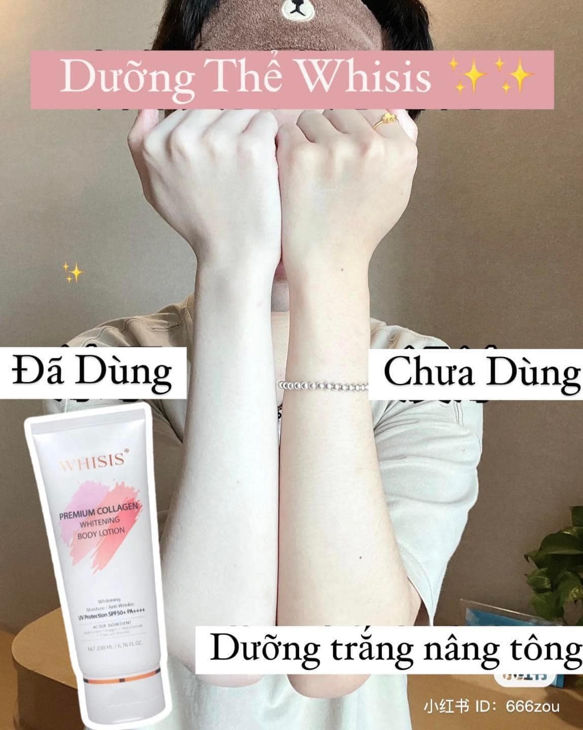 Kem Dưỡng Thể Trắng Da Whisis Premium Collagen Whitening Body Lotion