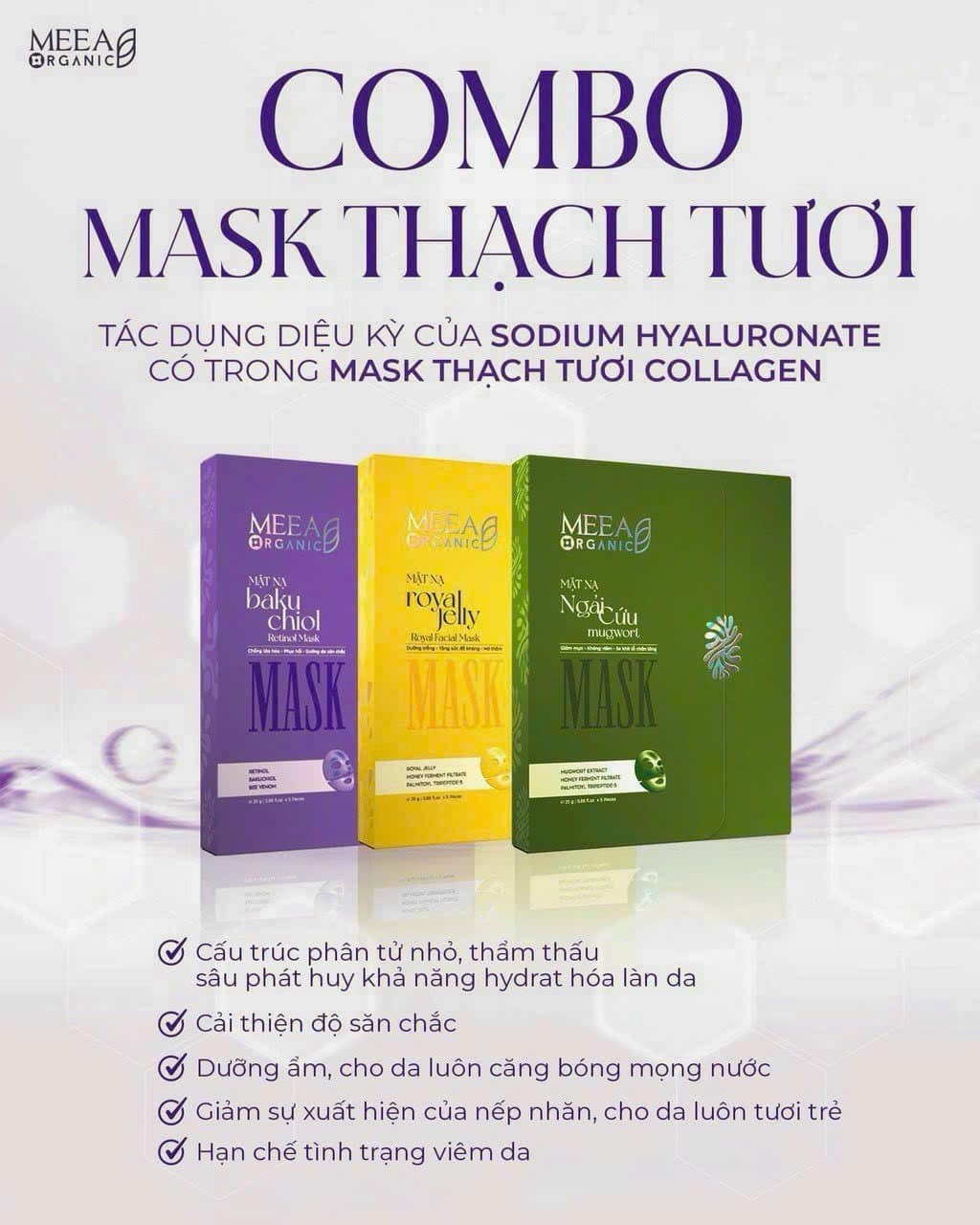 Combo 3 Loại mặt Nạ Thạch Meea Organic