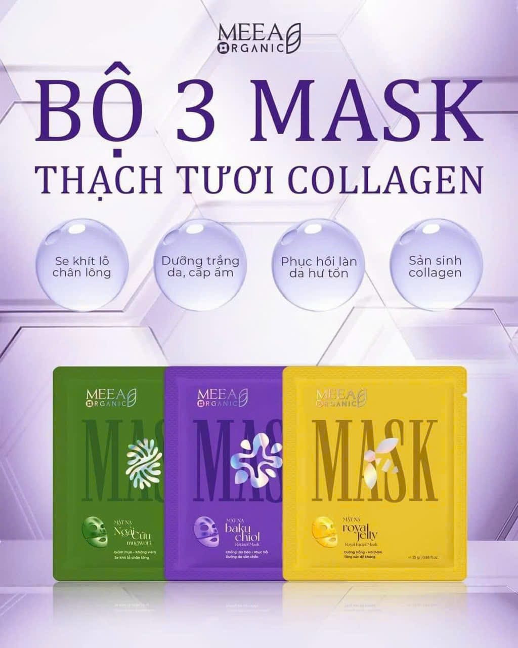 Mặt Nạ Thạch Соllаɡеп Meea Organic - Dưỡng Da, Cấp Ẩm, Chống Lão Hóa Da Hiệu Quả