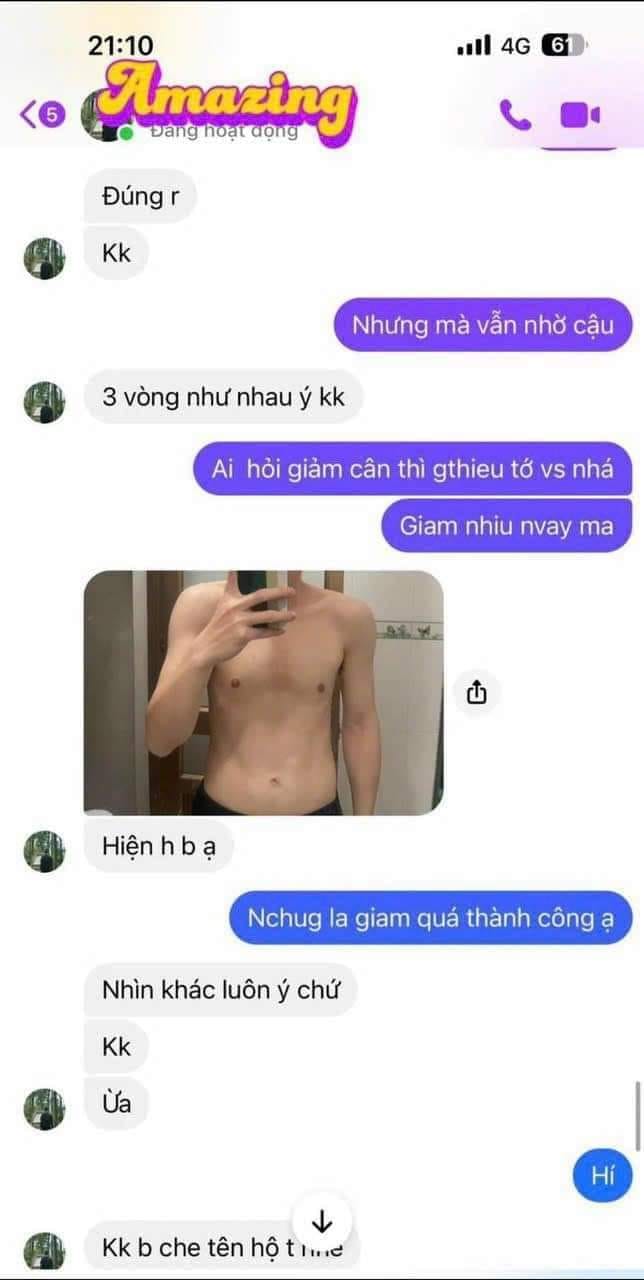 Hình ảnh review từ khách hàng sau khi sử dụng giảm cân 