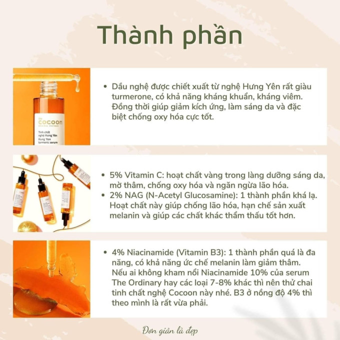 Thành phần chính serum nghệ Cocoon