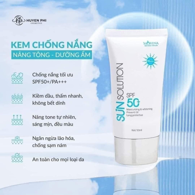 Kem chống nắng Huyền Phi Sun Solution với chỉ số SPF 50 PA++++