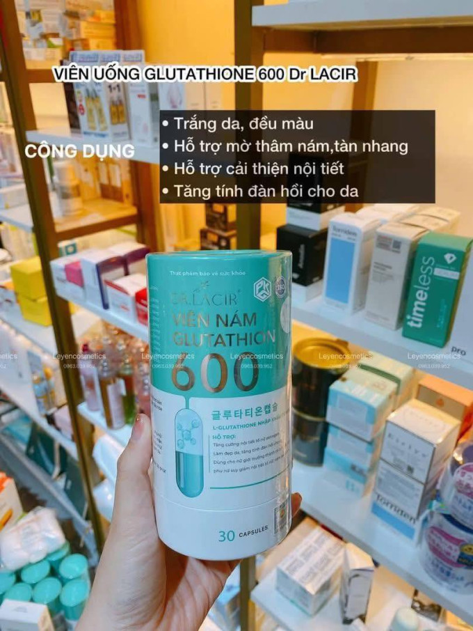 Công dụng Viên uống trắng da mờ nám Glutathione 600