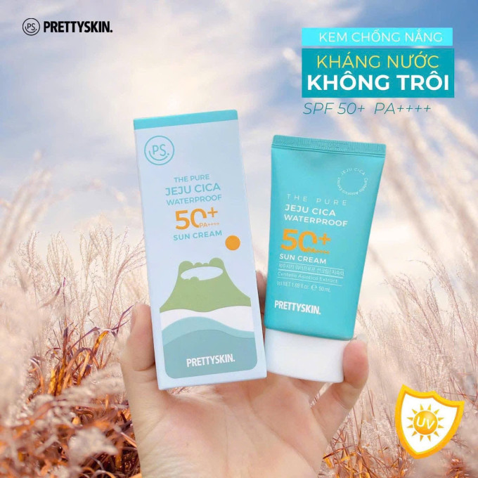 Kem Chống Nắng Rau Má The Pure Jeju Cica Waterproof Sun Cream Prettyskin