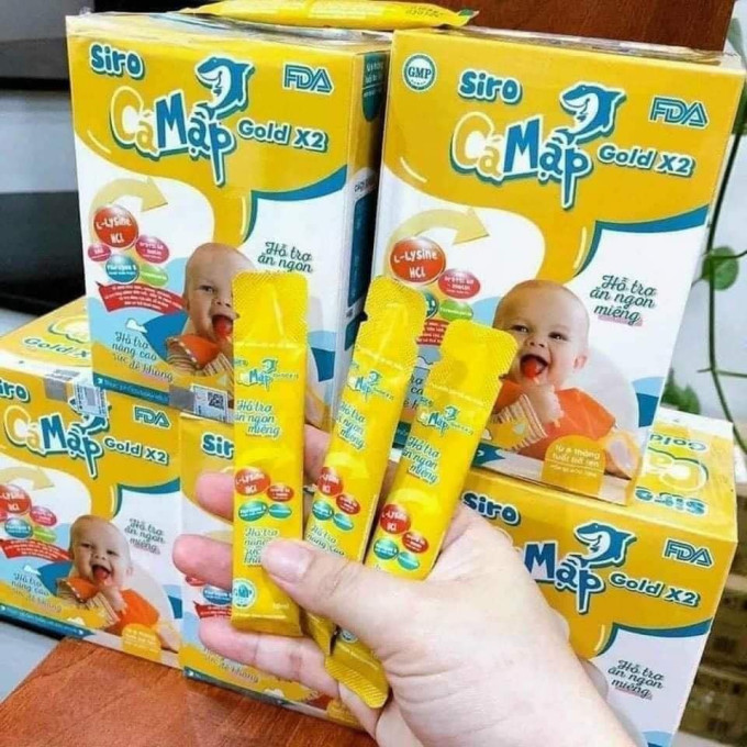 Siro ăn ngon cá mập Gold X2|  Baby Shark Hộp 30 Gói -Hỗ trợ bé ăn ngon, ngủ ngon