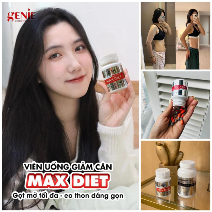 Viên uống giảm cân Max Diet+giảm mỡ bụng Derma87 Cell