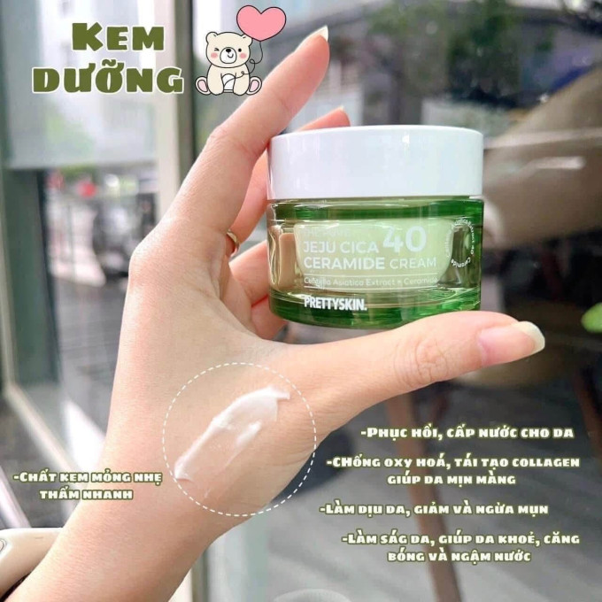 Kem Dưỡng Rau Má Prettyskin The Pure Jeju Cica 40 Ceramide Cream