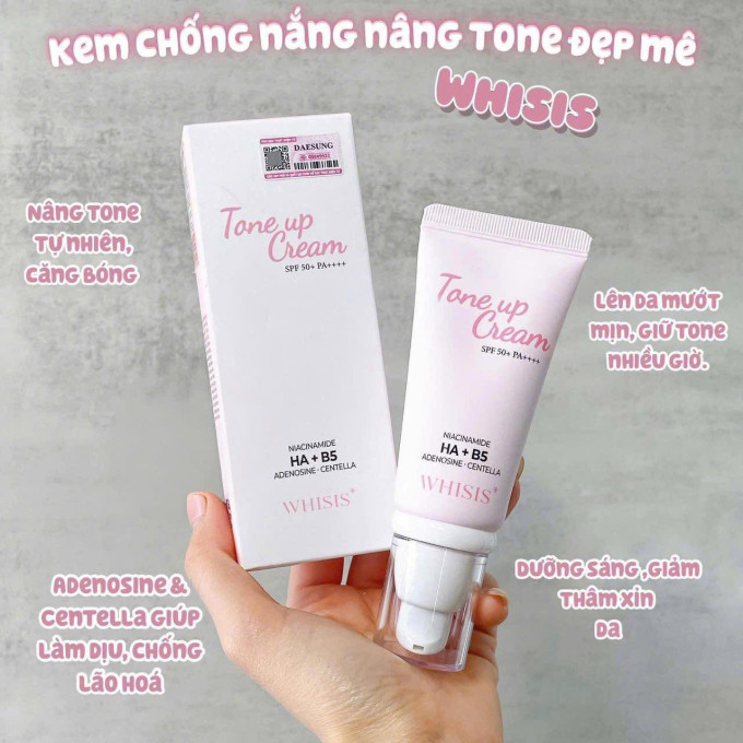 Kem Chống Nắng Nâng Tone WHISIS SPF 50+ PA++++ Chính Hãng – Sáng Da Tức Thì, Bảo Vệ Tối Ưu