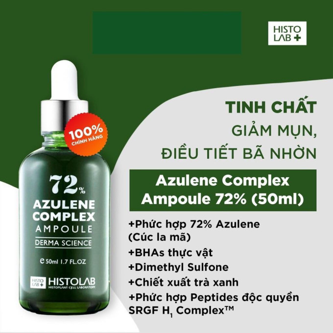 Tinh Chất Trị Mụn, Kháng Viêm Histolab 72% Azulene – Giải Pháp Toàn Diện Cho Da Dầu Mụn Nhạy Cảm