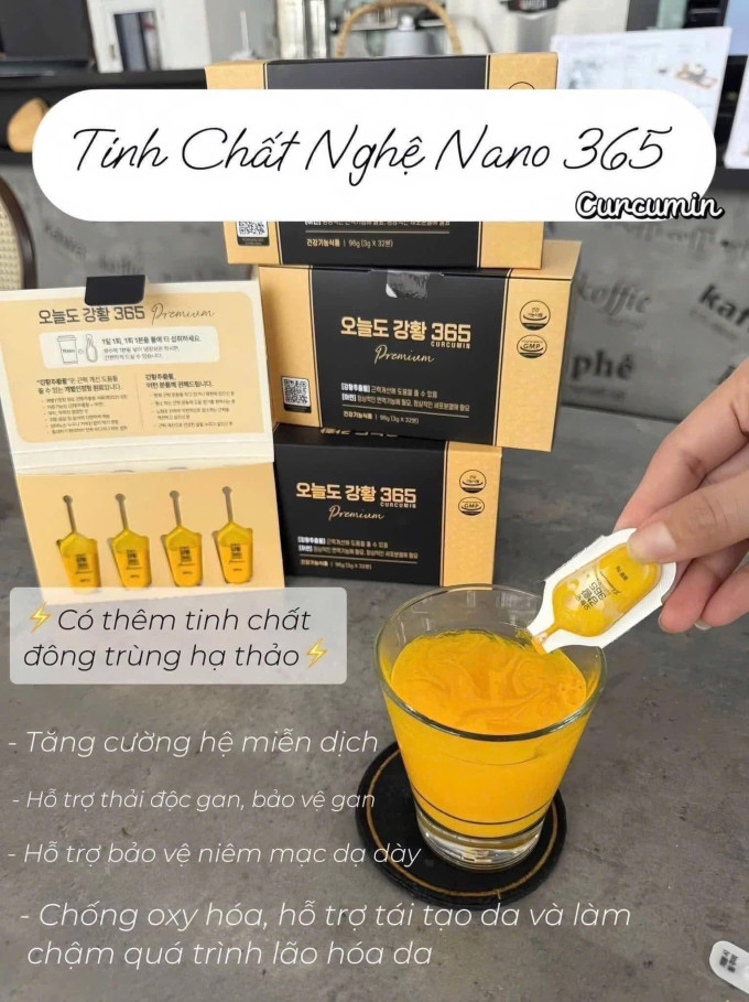 Tinh Chất Nghệ Nano Curcumin 365 Hàn Quốc là sản phẩm được sản xuất theo công nghệ Nano hiện đại, giúp hoạt chất Curcumin từ nghệ tươi được hấp thu tốt hơn so với nghệ thông thường