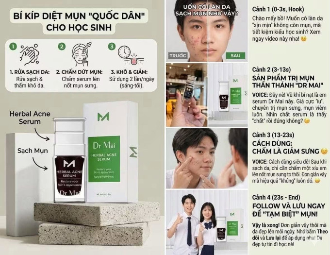 Serum Dr Mai trị mụn nguyên chất- Herbal Acne Serum| Hỗ trợ giảm mụn, kiềm dầu