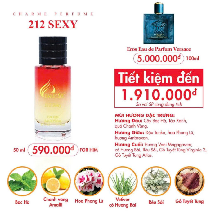 Nước Hoa Nam Charme 212 Sexy – Hương Thơm Nam Tính, Cuốn Hút