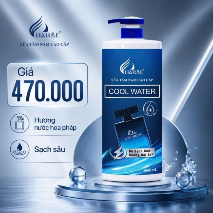 Sữa Tắm Nam Charme Cool Water 1000ml – Hương Thơm Nam Tính, Sạch Thoáng