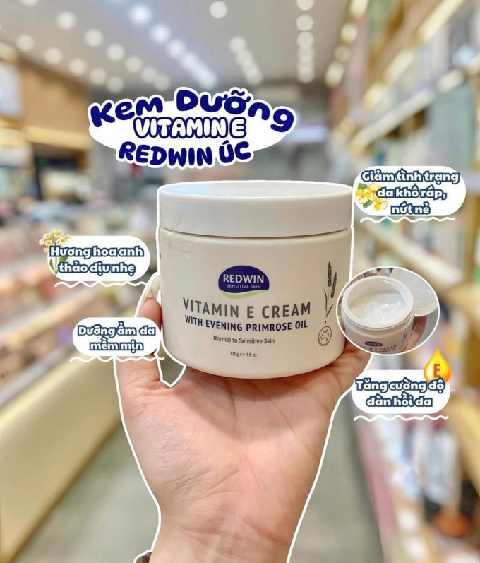 Kem Dưỡng Ẩm Vitamin E Úc Redwin 330g – Chăm Sóc Da Khô Mềm Mịn